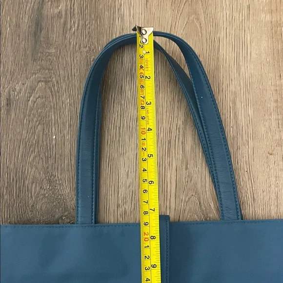 Agnes B Voyage Tote Bag Turquoise Blue Nylon Leather Bag Agnès B. France - Picture 11 of 11